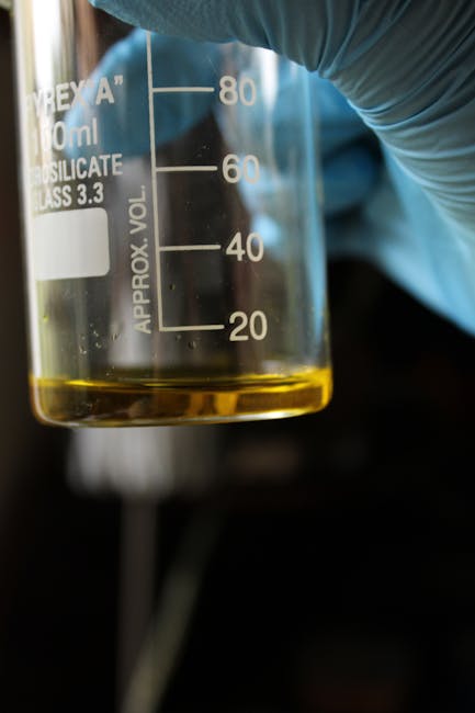 Laboratory beaker with concentrated nutrient solution